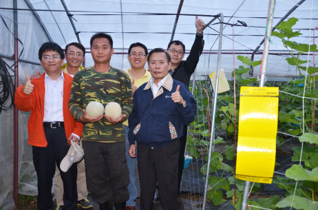 會後場長率領專家到農友瓜園指導病蟲害防治