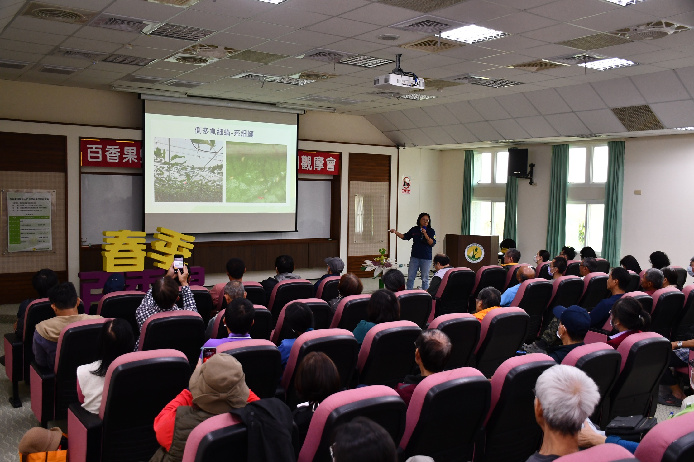 陳明吟助理研究員講解「百香果開花期重要病蟲害控制」