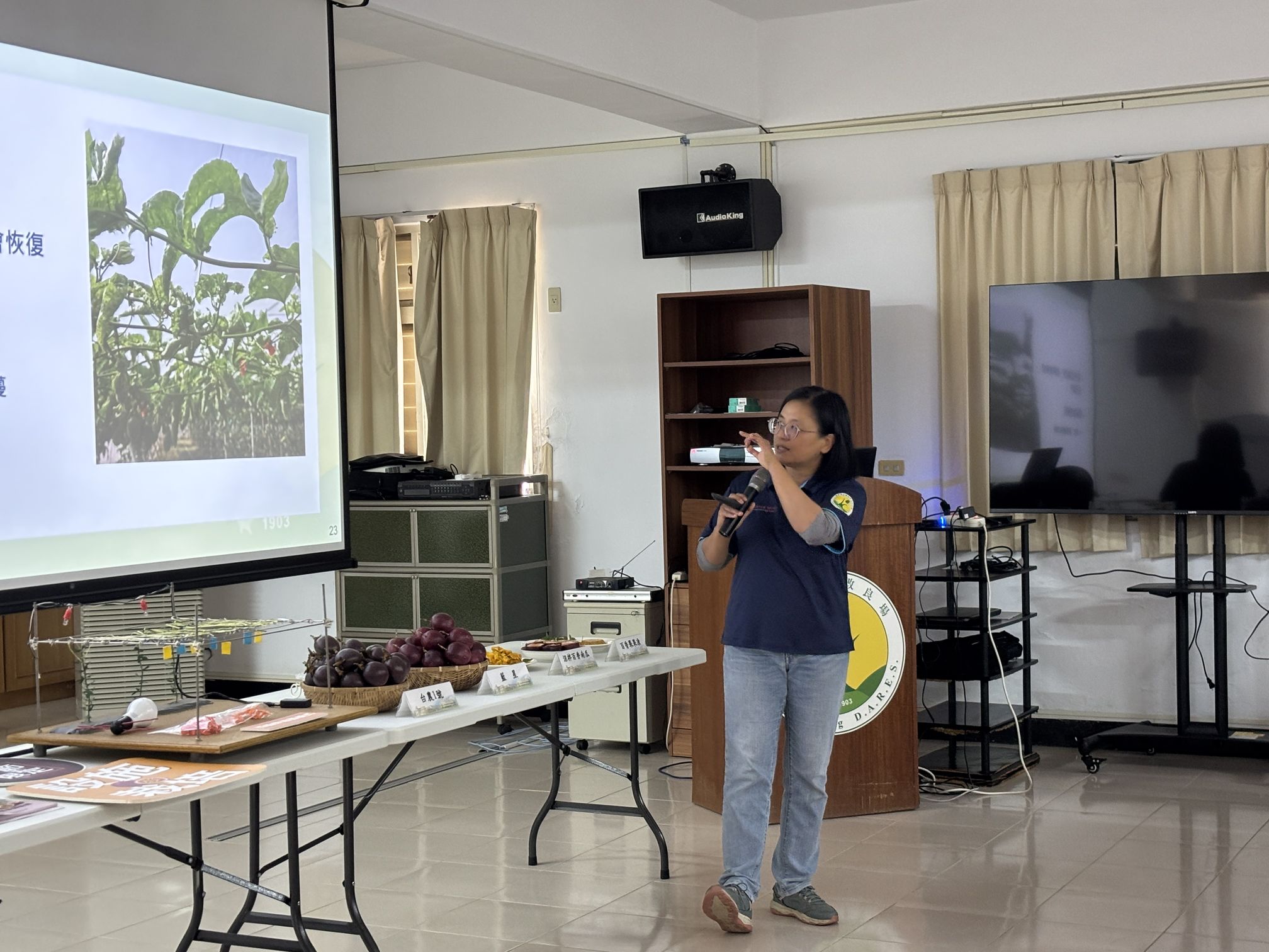 陳明吟助理研究員講解「常見百香果病蟲害」