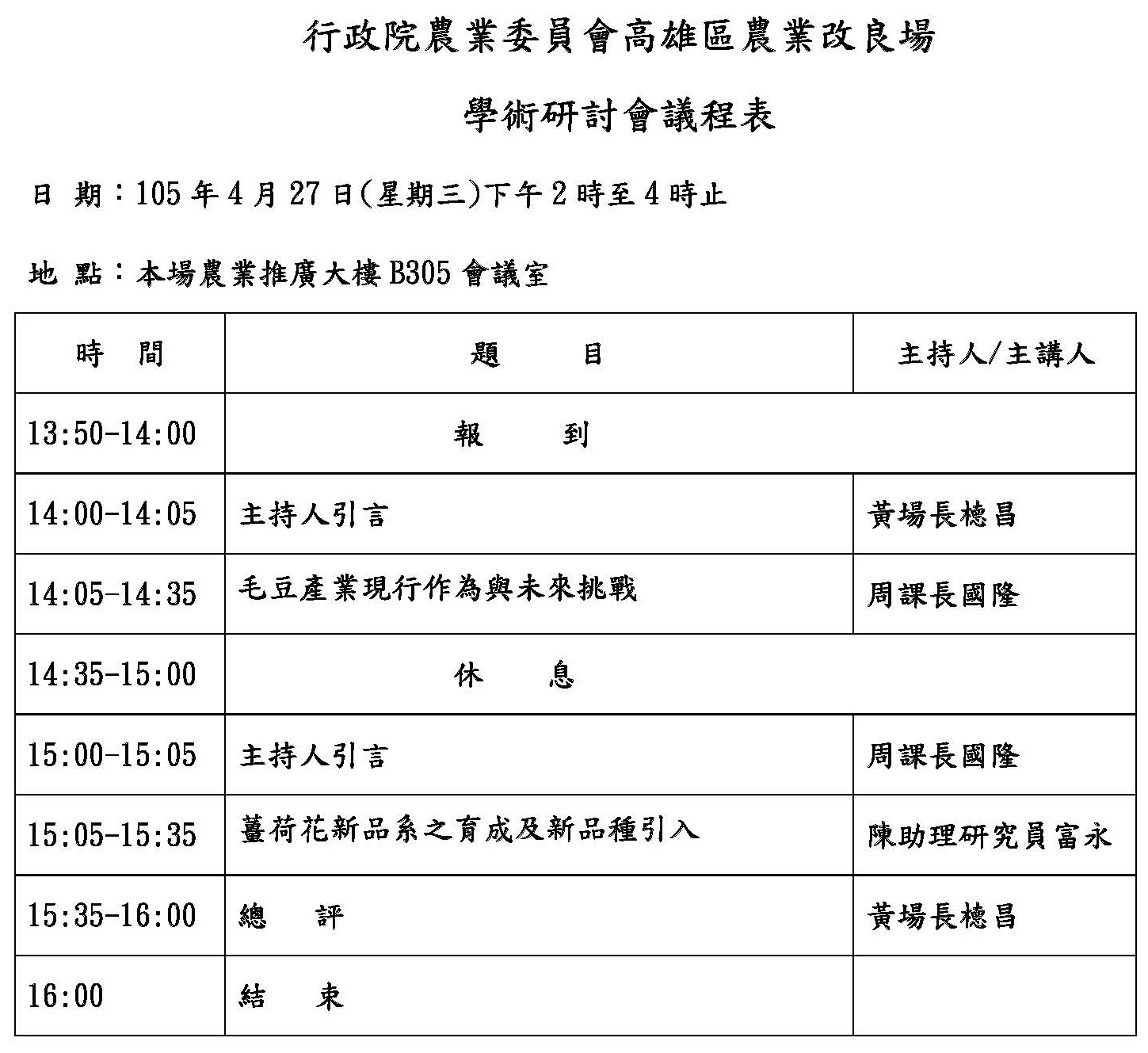 105年4月份學術研討會