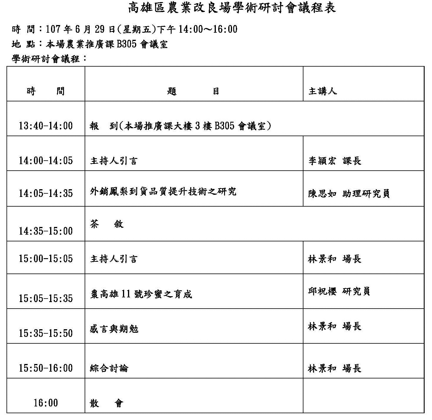 107年6月份學術研討會