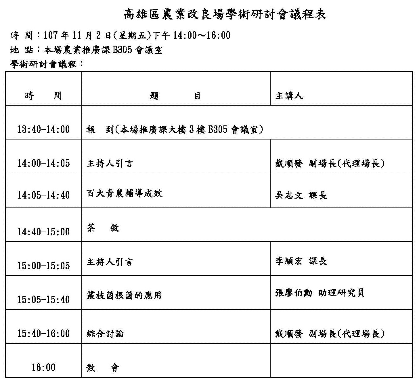 107年11月份學術研討會